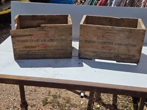 lot 277 image: Lot of 2 Western Wooden Ammo Boxes - Bottoms are Rough