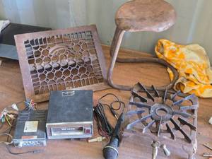 lot 315 image: Old 8 Track Player, Metal Stool, Register Vent, Gas Burner