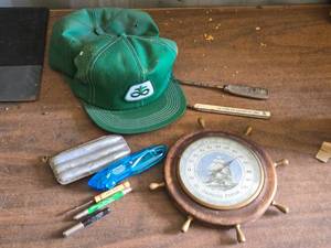 lot 356 image: Advertising Items, Cargill Thermometer, Pfizer Hats (inside falling apart) and More