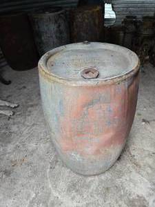 lot 427 image: Steel 50 Gallon Barrel - Approx 34 12 Tall & the Top is Around 20 Across