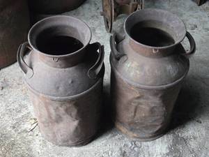lot 444 image: Lot of 2 Cream Cans - See All Pics for Condition
