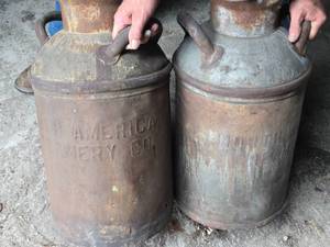lot 446 image: Lot of 2 North American Creamery Cans - See All Pics for Condition