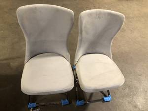 Ottomanson Royal 20 in. W x 37.5 in. H Leatherette Pearl WhiteSilver Upholstered Dining Side Chair No Assembly Required (Set of 2)   Customer Returns See Pictures