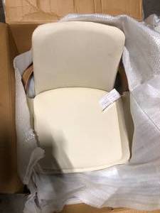 Lumisource Cosmo 26 in. Walnut and Cream Faux Leather Counter Stool    Customer Returns See Pictures