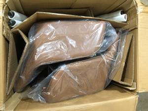 Elevens Boston Brown Faux Leather Upholstered Side Chair with Arms (Set of 2)    Customer Returns See Pictures