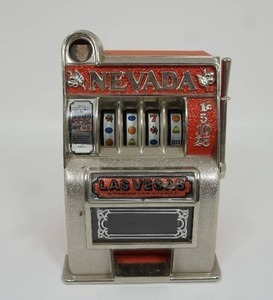 lot 30 image: Vintage Tabletop Nevada Slot Machine and Bank...
