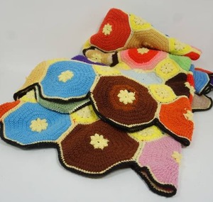 lot 37 image: Vintage Crocheted Afghan Lap Blanket...