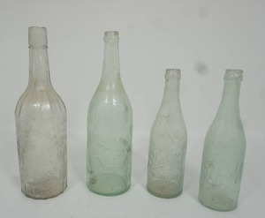 lot 38 image: Add to Your Bottle Collection...1890s Rye Whiskey Bottle The Hayner Whiskey Distillery Troy Ohio St. Louis Mo. Patent Nov 30th 1897, Green Glass Bottle Gluek G Brewing Co. Minneapolis Minn., Schlitz and Blatz Milwaukee Beer Green Glass Bottle...