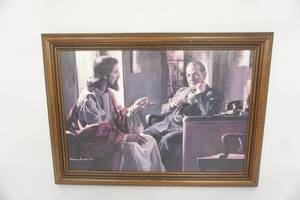 lot 43 image: Collectible Religious Art Harry Anderson DIVINE COUNSELOR Art Print Jesus Counseling Businessman...