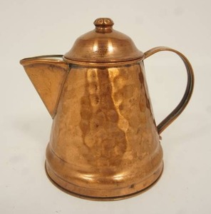 lot 54 image: Vintage Hammered Copper 6-Inch Teapot Coffee Pot By Gregorian...