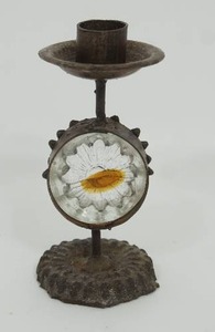 lot 75 image: Rare Antique Heavy Cast Iron Candle Stick...