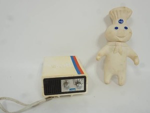 lot 77 image: RARE VINTAGE Montgomery Wards  AM TRANSISTOR PORTABLE Pocket RADIO, 1971 Pillsbury Doughboy Soft Vinyl Squeezable Figure with Swivel Head TPC