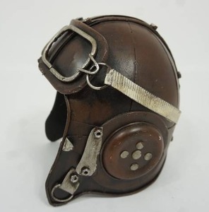 lot 78 image: Vintage Aviation Air Force Flying Man Miniature Hat Metal Pilot Helmet