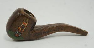 lot 83 image: Vintage Hand Painted Hand Carved Wood Smokers Pipe Guatemala