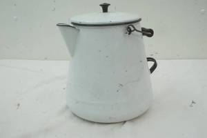 lot 21 image: White Enamel 2 Gallon Coffee Pot