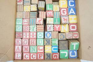 lot 82 image: Vintage Wood Kids Building blocks