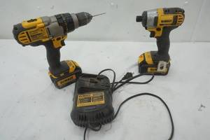 lot 124 image: DeWalt 20 Volt Drills with batteries and Charging Station