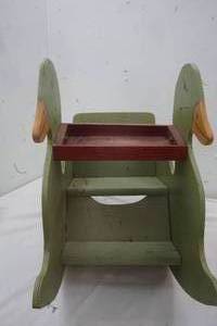 lot 182 image: Vintage rocking goose toy, wood