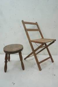 lot 183 image: Vintage Chair and Wood Stool