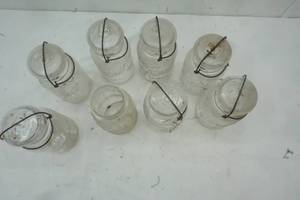 lot 193 image: 8 Vintage Ball Canning Jars with Covers, one Jar is missing cover