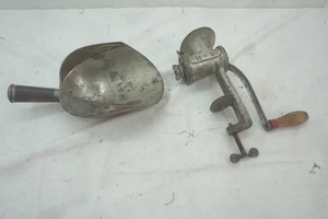 lot 198 image: Meat grinder and flour scoop