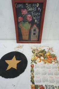 lot 227 image: Outside Hanging Decor , Vintage 1978 Cloth Calander,