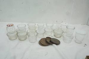 lot 240 image: Vintage Jelly Jars, some covers