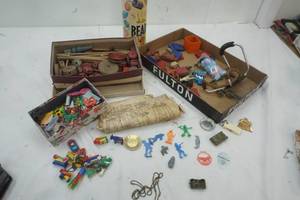 lot 244 image: Variety of Vintage Toys, Blocks, Farm Animals, and more