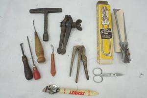 lot 311 image: Antique Tools, some have wood handles