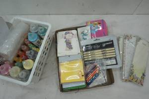 lot 326 image: Craft Supplies, Note pads, Calligraphy Set, variety of fabric paint and more