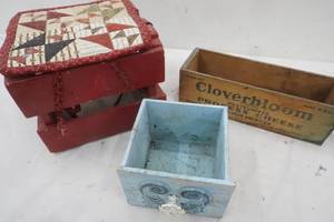 lot 336 image: Collectable Boxes  & Wood Stool