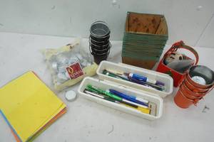 lot 337 image: Craft Tins, Tea Lights, boxes, Foam patches, containers of pens and more