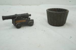 lot 421 image: Cast iron souvenir cannon and other