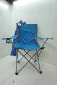 lot 457 image: Blue Quad Folding Chair with Cup Holder