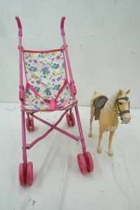 lot 504 image: Kids Toys, Baby Stroller & a plastic horse