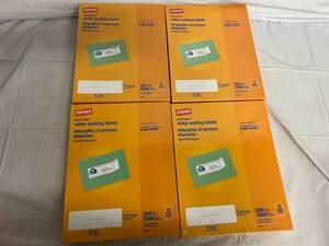 14,000 Staples White Mailing Labels - 1.5 x 4