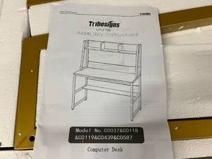 Tribesigns Little Tree Computer Desk - White and Gold