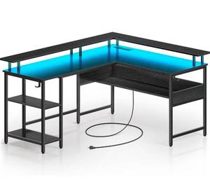 Rolanstar L-Shaped Computer Desk with Side Hook