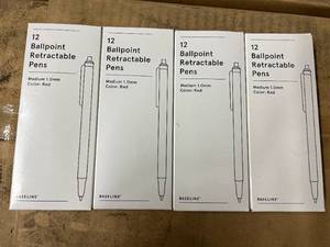 48 Ballpoint Retractable Pens - Red