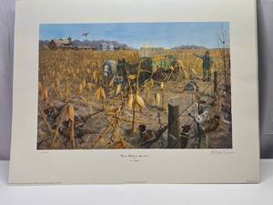 Les C. Kouba- Signed Numbered Print Corn Picking in the 1930s