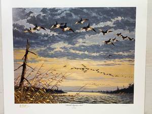 Les C. Kouba- Signed Numbered Print Bluebill Migration 1949