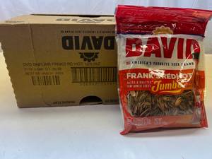 JJ. 12x 5.25oz Davids Jumbo Sunflower Seeds-Franks Red Hot