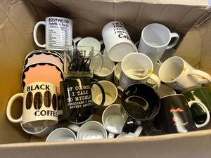 Large Box Full of Mugs-Various Sayings
