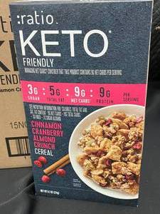 lot 45 image: Ratio Keto Cereal Cinn Cran Almond Crunch 6 Boxes