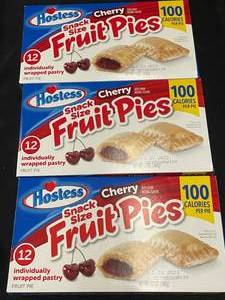 lot 91 image: Hostess Cherry Fruit Pies Snack size 3 Boxes