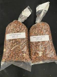 lot 490 image: Unsalted Roasted Almonds 2 X 2lb Boxes