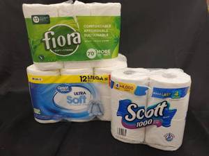Scott, Fiora, & Great Value Bath Tissue Bundle (Damaged Packaging)