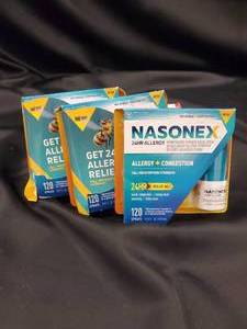 Nasonex 24 Hour Allergy  Congestion Relief - Mometasone Furoate Nasal Spray - 120 Sprays - 0.57oz. Per Bottle (Lot of 3)