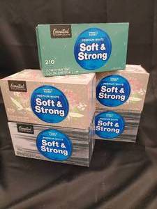 Essential Everyday Soft & Strong Facial Tissue - 5 boxes of 210 Tissues ea.