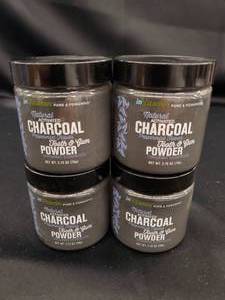 Natural Activated Charcoal Tooth & Gum Powder - Organic - Peppermint Flavor - 4  2.75oz Jars